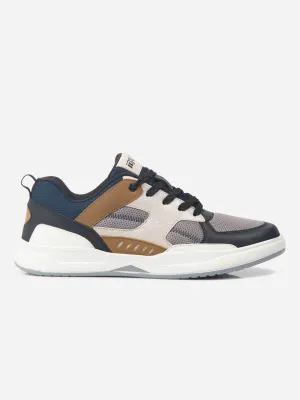 Tensile Strength Anti Collision Toe Box Men's Colourblocked Grey Lace Up Sneakers (IX6015)
