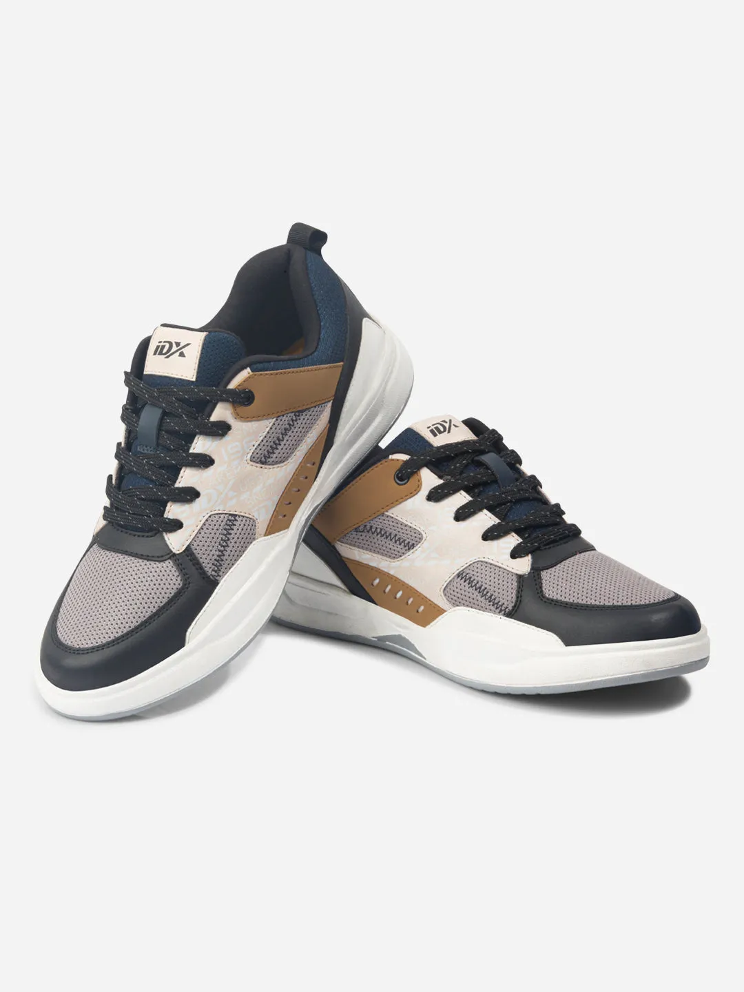 Men's Colourblocked Grey Lace Up Sneakers (IX6015) Supportive Choice
