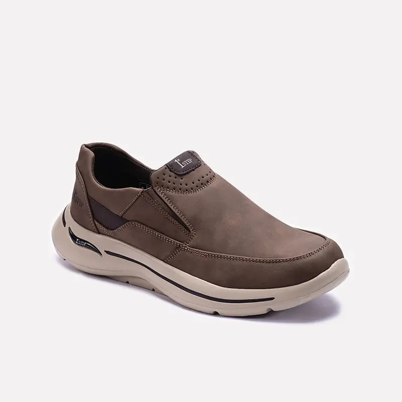 Multi Layer Insole Shock absorption tech Khaki Slip On Sneakers 0120569