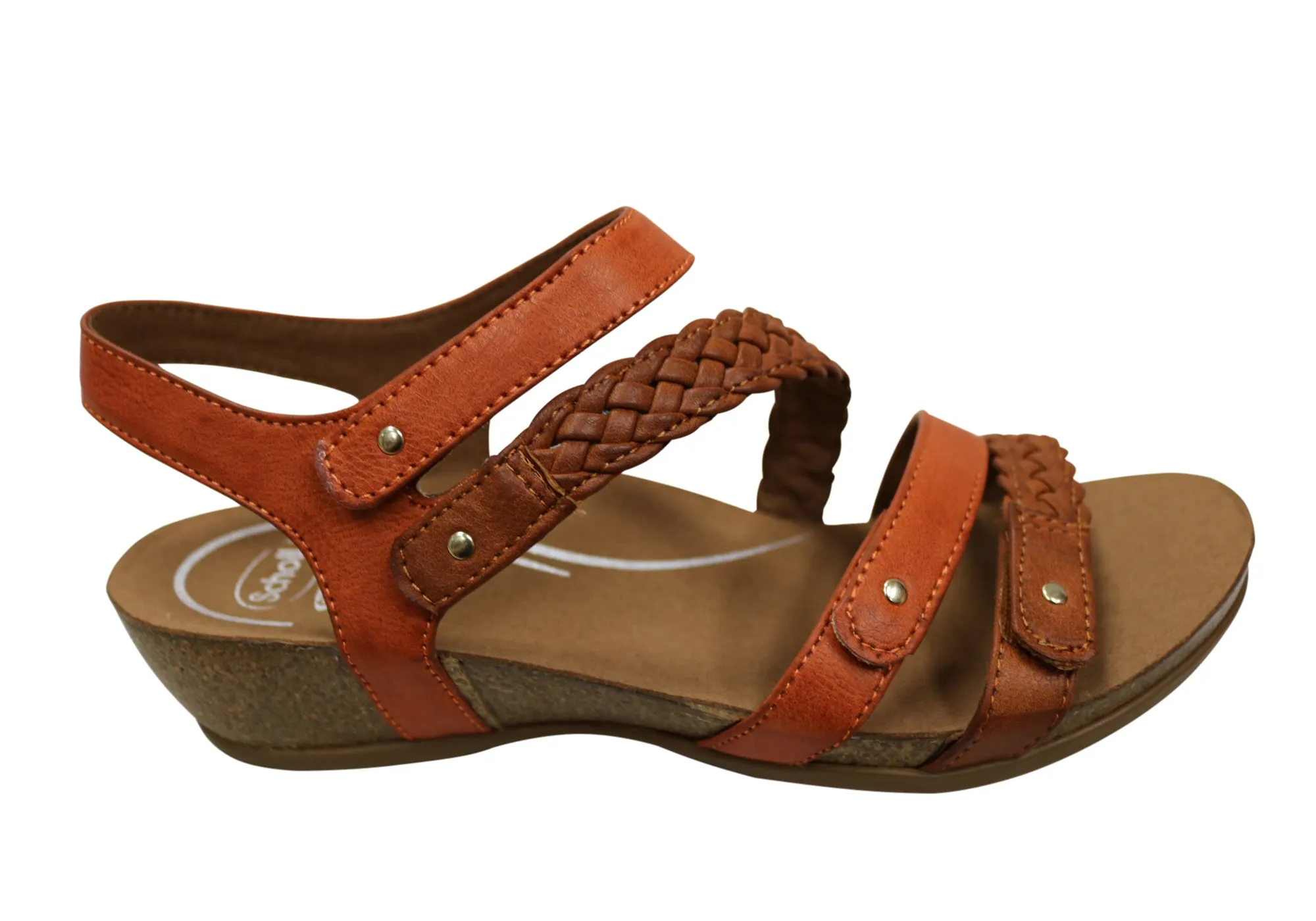 Scholl Orthaheel Josie Womens Comfortable Supportive Wedge Sandals Gold Touch Work Break