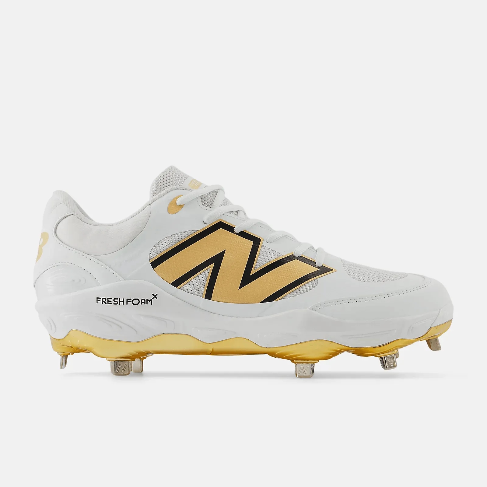New Balance Men's Fresh Foam X 3000 v7 Metal Baseball Cleats - White/Gold - L3000GS7 Sweat Resistant Urban Stroll