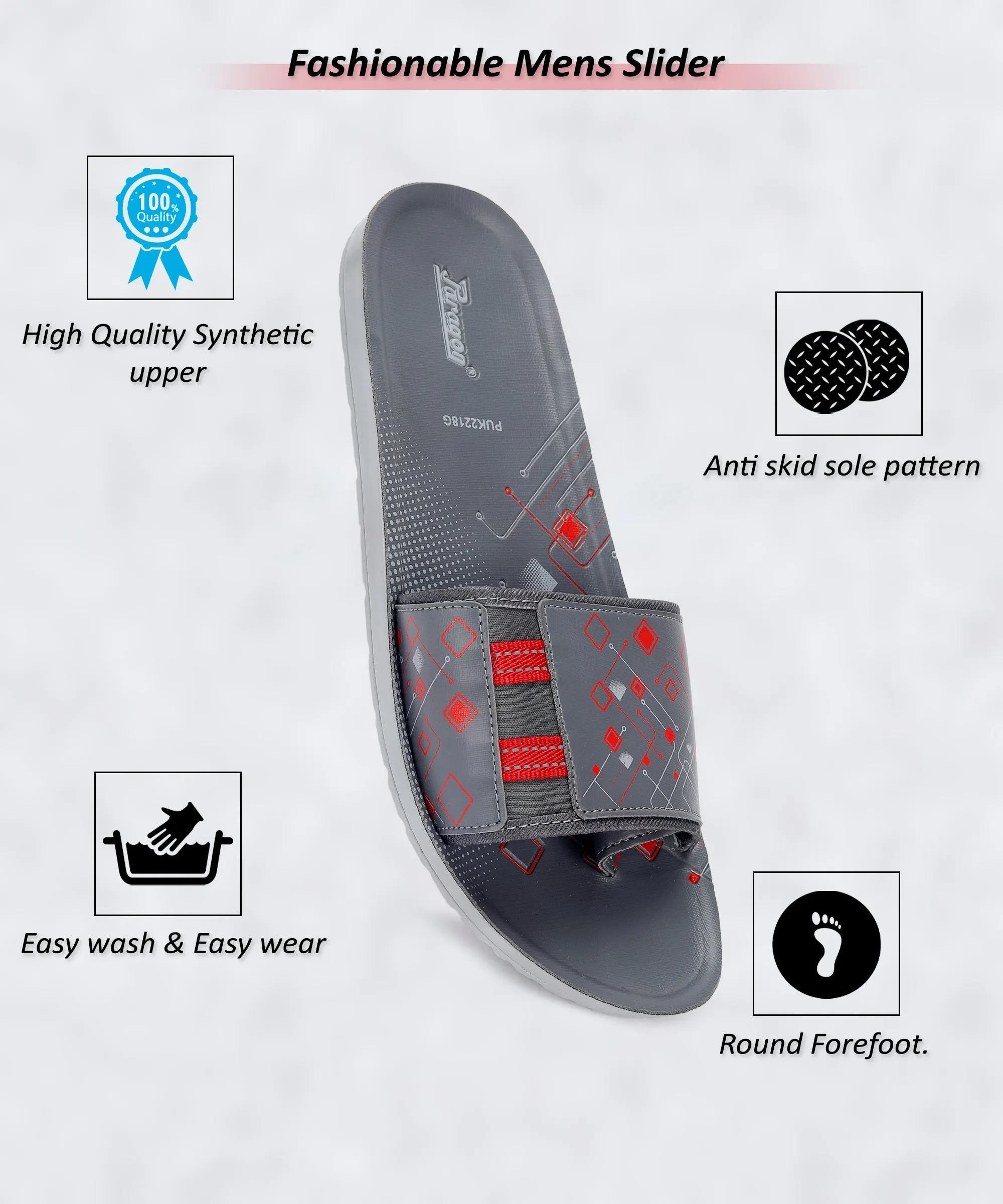 Paragon  PUK2218G Men Casual Sliders | Stylish Trendy Lightweight Slides | Casual & Comfortable Slippers | For Everyday Use Dressy