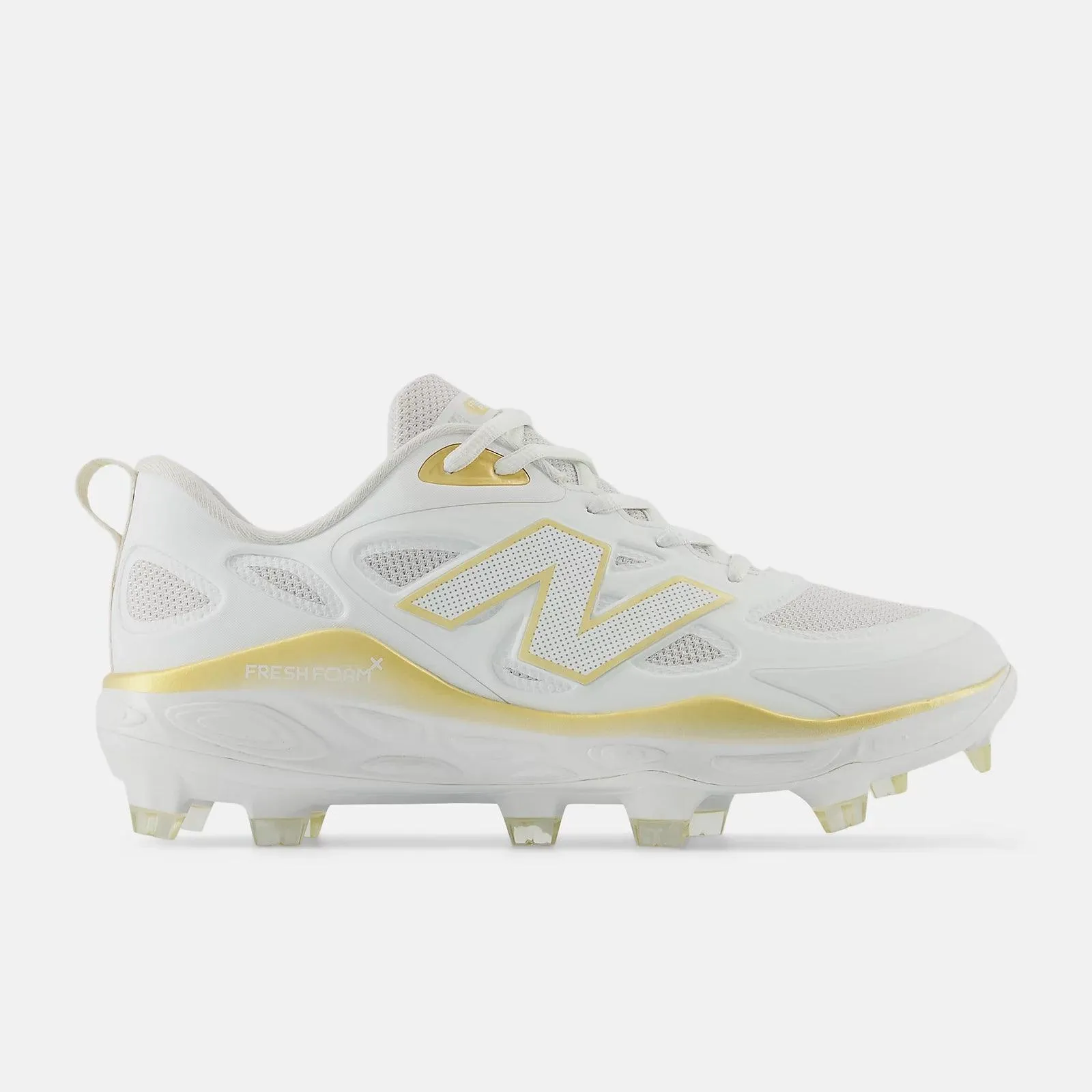Anti Slip Bright tone New Balance Women's Fresh Foam X Velo v4 Molded Softball Cleats - White/Gold SPVELOC4