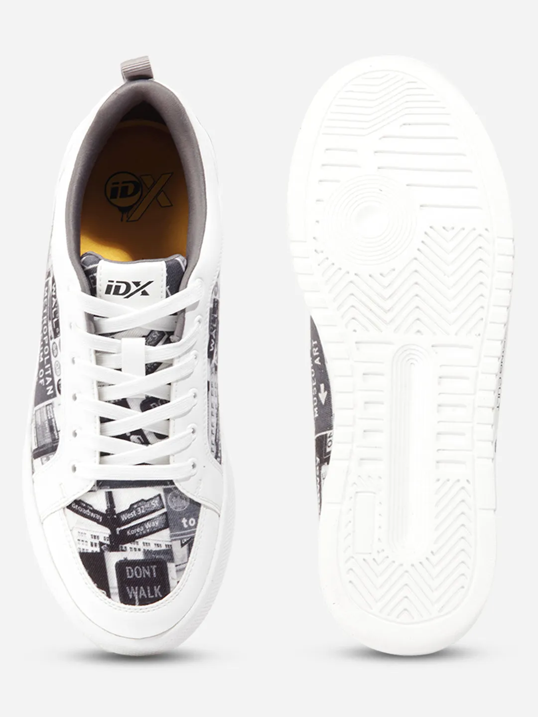 Men's White Graphic Print Sneakers IX6019 Hyperelastic Foam Layers