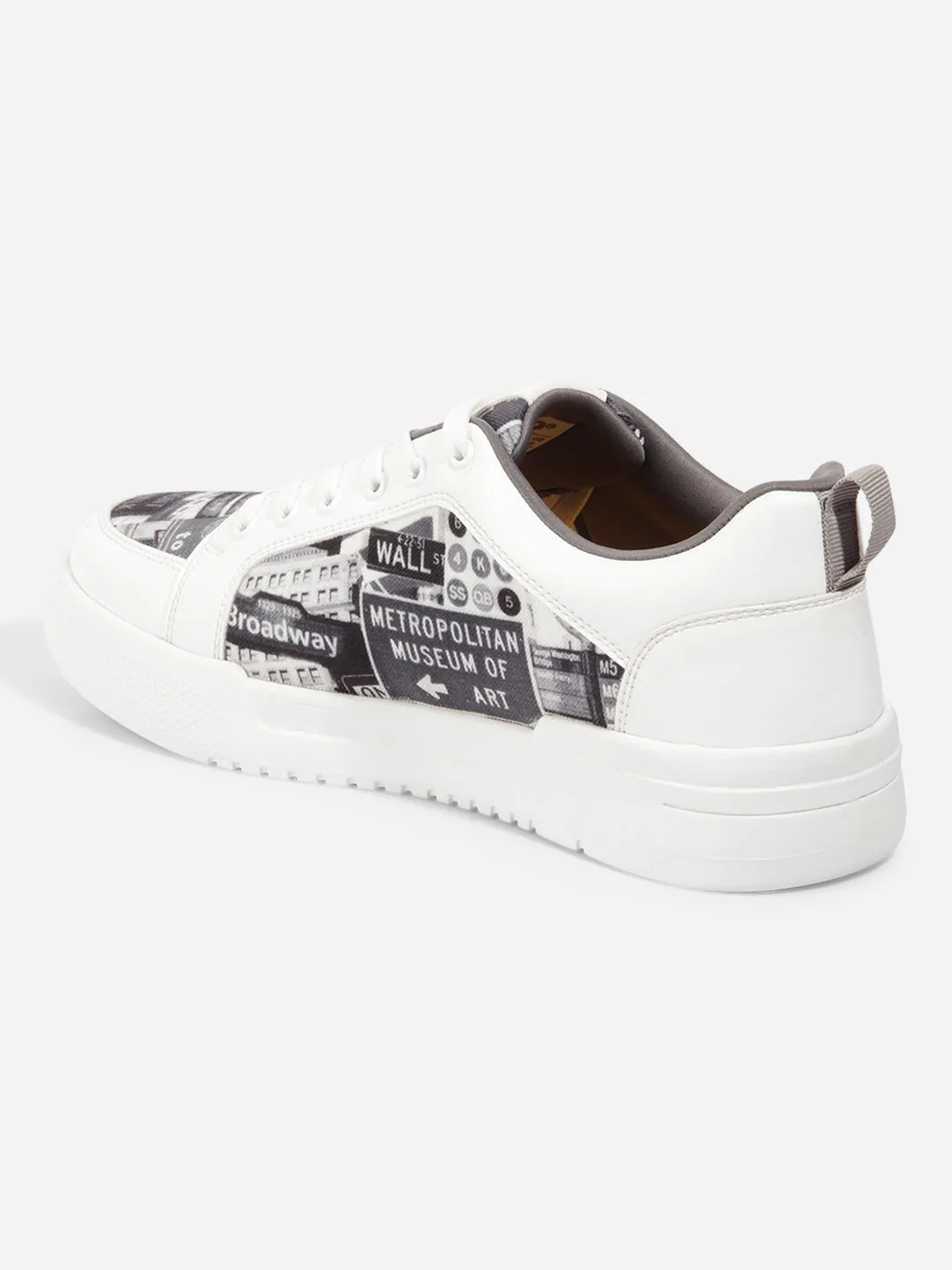Men's White Graphic Print Sneakers IX6019 Torsional Stability Frame