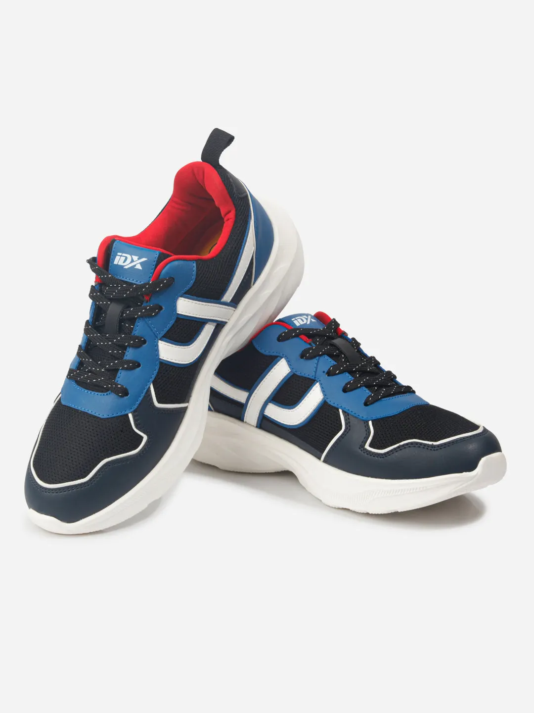 Men's Colourblocked Black Lace Up Sneakers (IX7129) Zonal Flexibility Thermal Regulating Liners