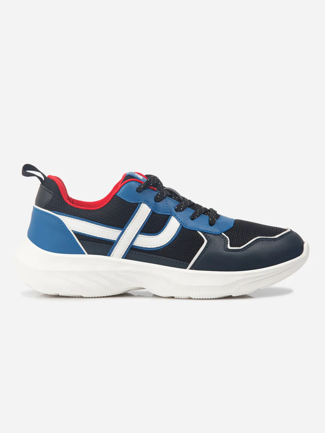 Men's Colourblocked Black Lace Up Sneakers (IX7129) Unique cushioning Unibody Construction