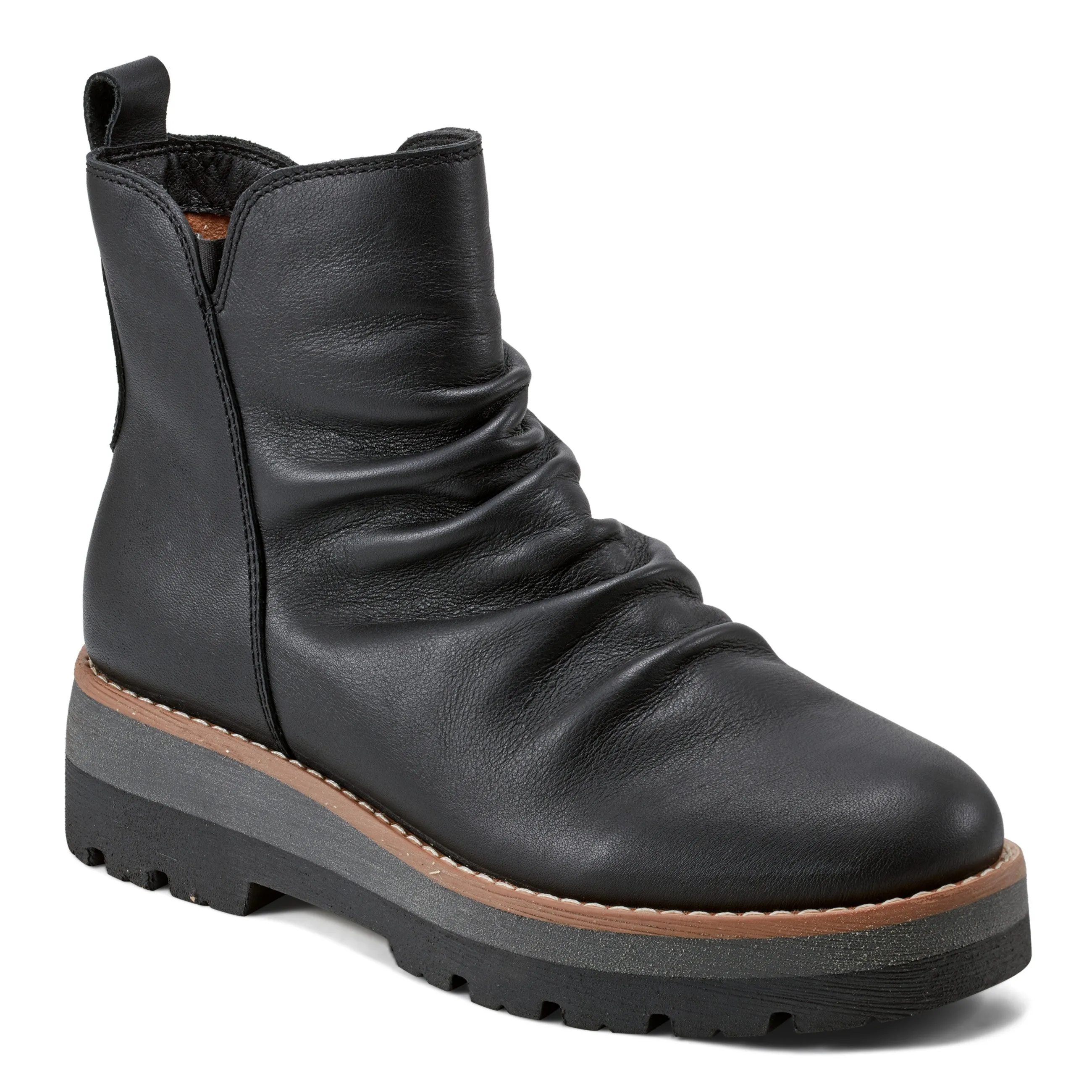 Yonder Waterproof Ruched Lug Sole Casual Booties Cushioned Footbed Camera Look