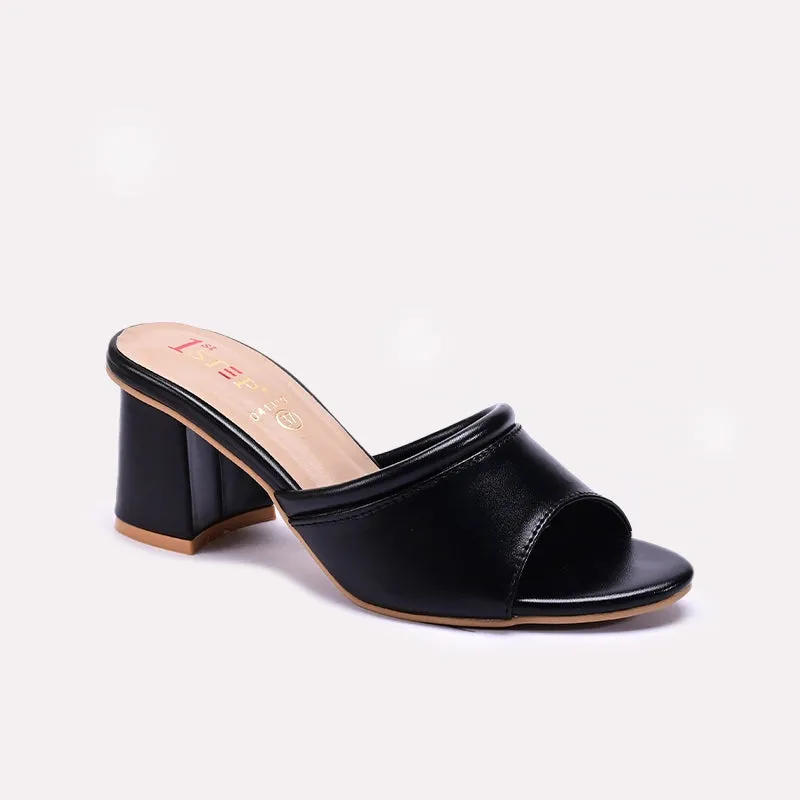 Black Block Heel Casual Slippers 0413391 Stone Gray Flexible