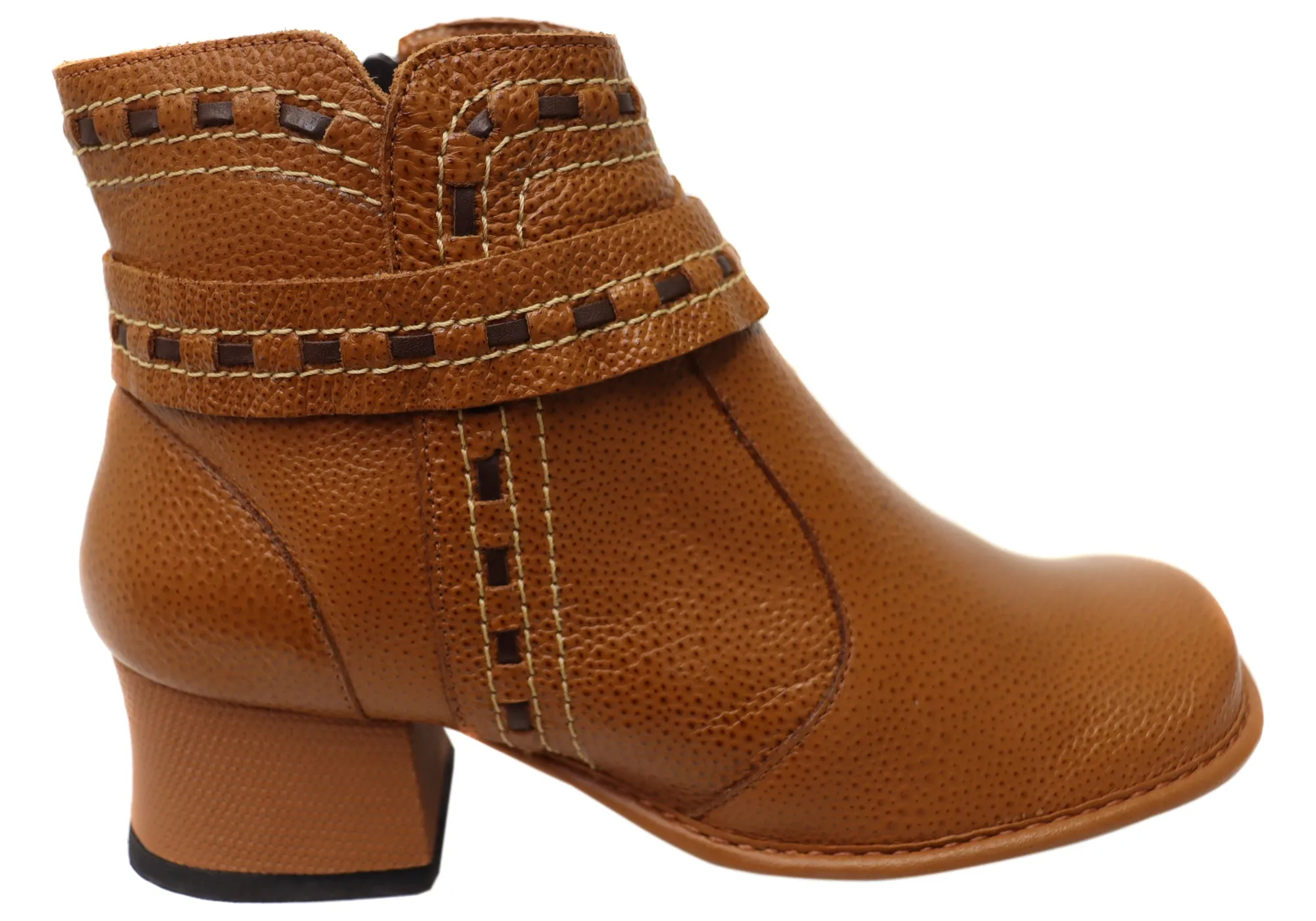 J Gean Bettie Womens Comfortable Leather Ankle Boots Made In Brazil Mud Resistant Urban Commute Padded Interior Rough Terrain