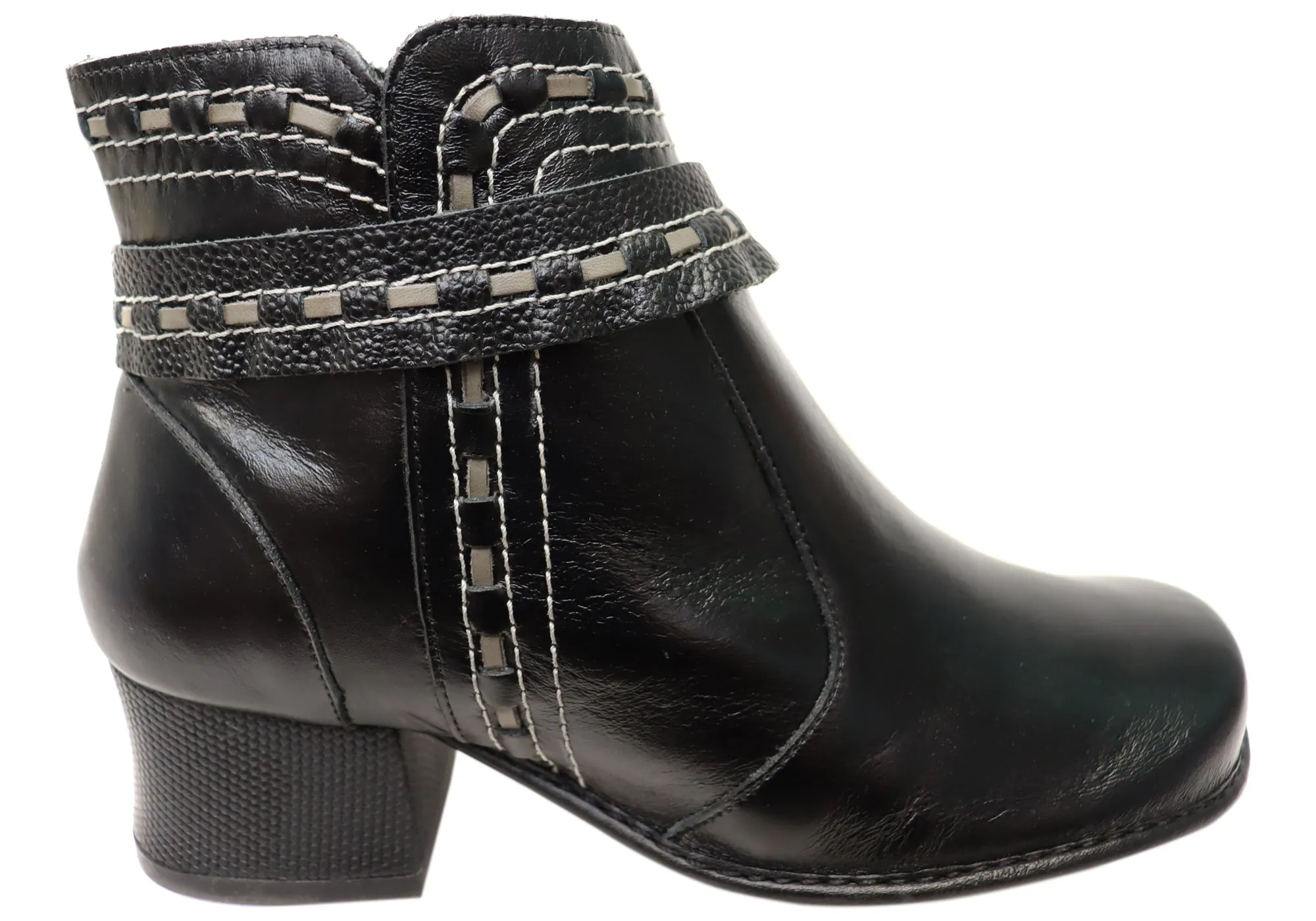 J Gean Bettie Womens Comfortable Leather Ankle Boots Made In Brazil Comfortable buckles