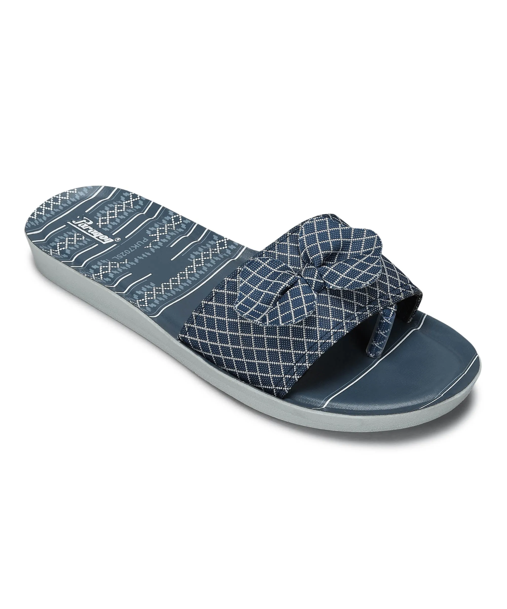 Slip On Style Paragon PUK7025L Women's Blue-Grey Sliders with Cushioned Sole for Everyday Use