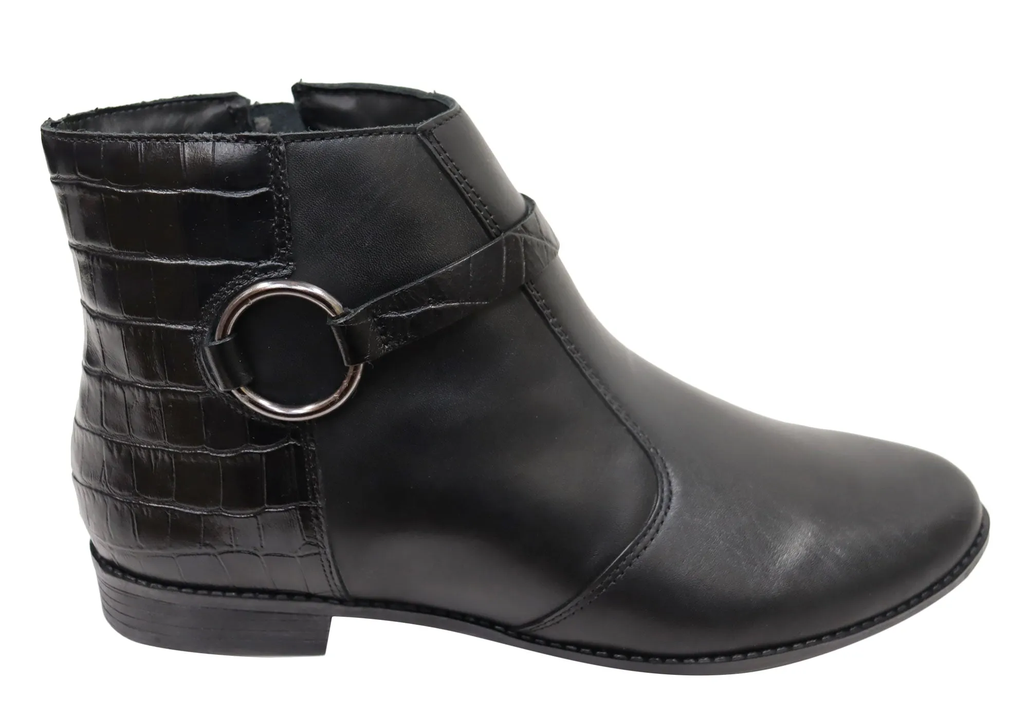 Via Paula Lin Womens Comfortable Brazilian Leather Ankle Boots Stretchable Material Shock Absorbing Comfort Seeker