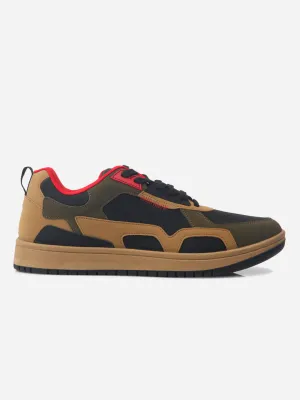 Men's Black Olive Lace Up Sneakers (IX6012) Travel Friendly