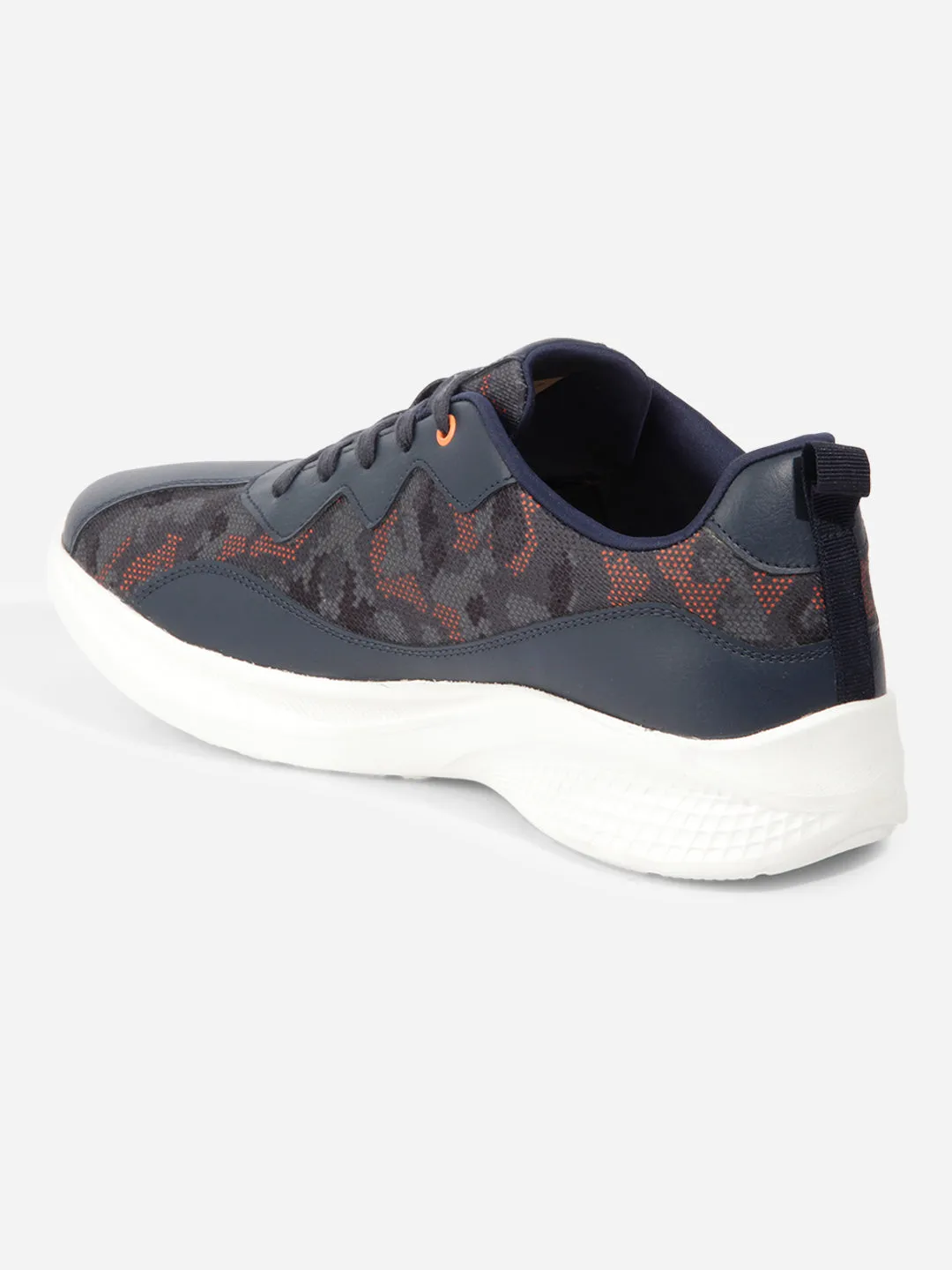 Soft Fabric Men's Navy Grey Textured Sneakers IX7133