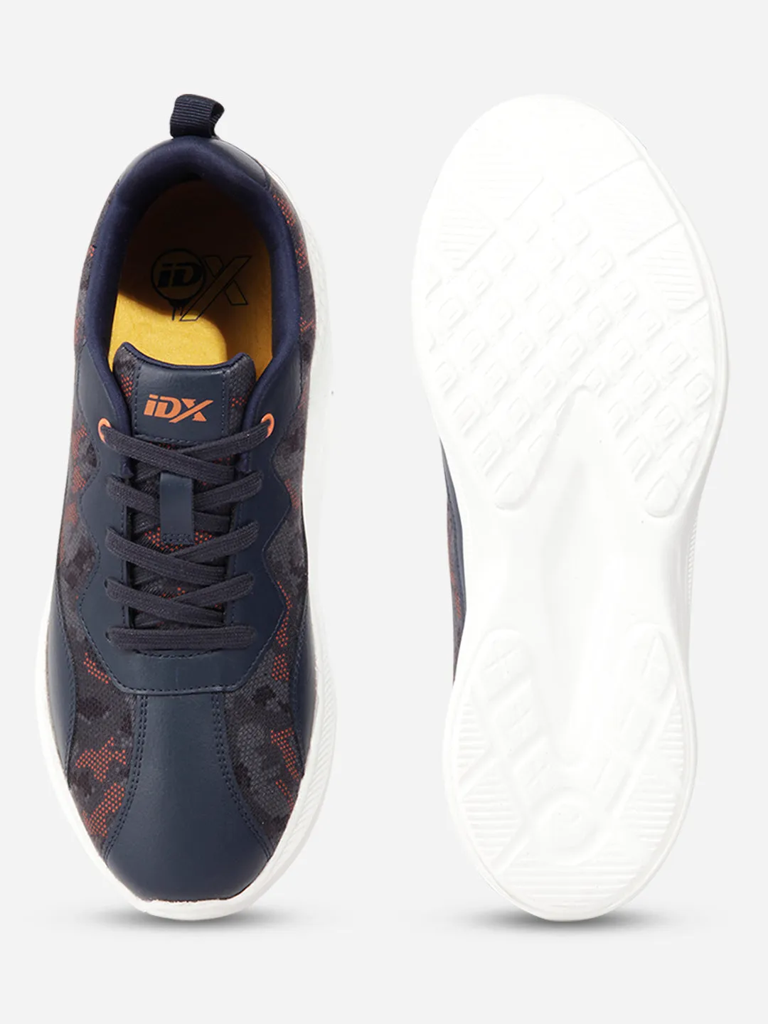 Long Comfort Men's Navy Grey Textured Sneakers IX7133