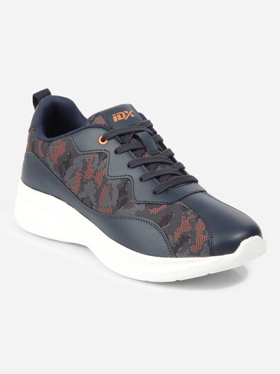 Men's Navy Grey Textured Sneakers IX7133 Sneaker Cleaner Reinforced Achilles Notch