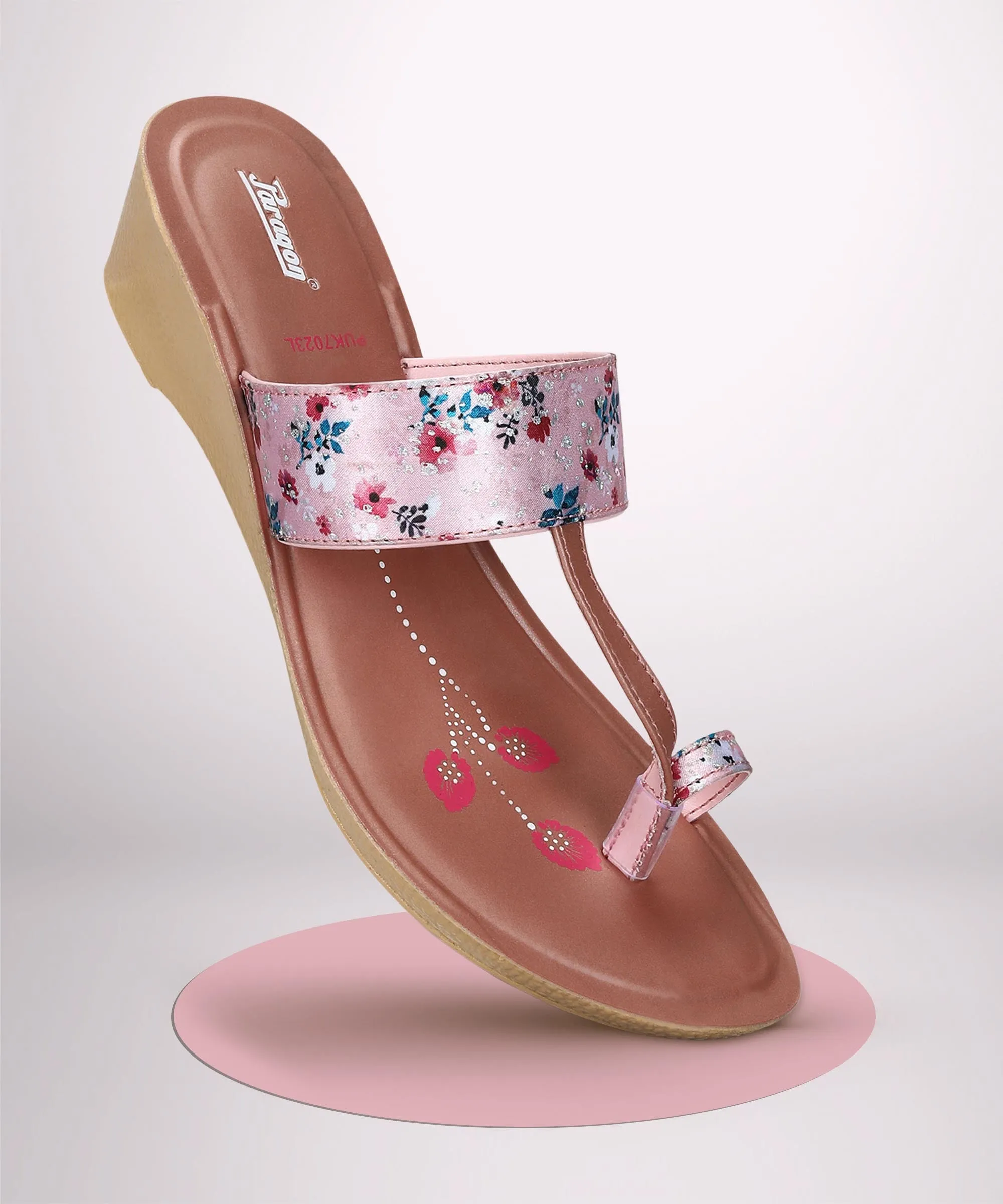 Comfy Vacation Sandals Paragon Women's Slip On Wedges Peach Sandal | Durable Dailywear Sandals