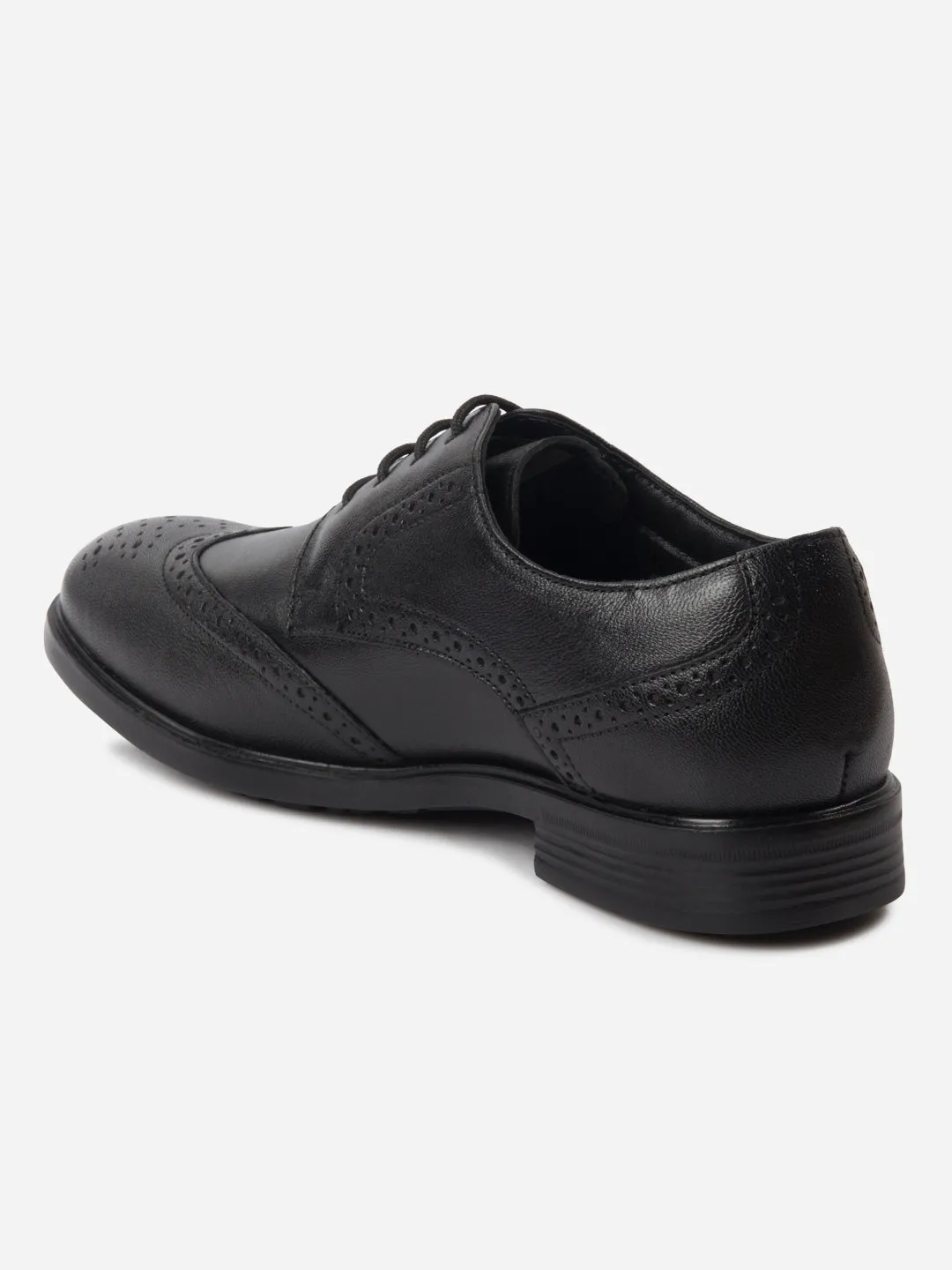 Men's Black Round Toe Lace Up Brogue (ID6113) Soft Heel
