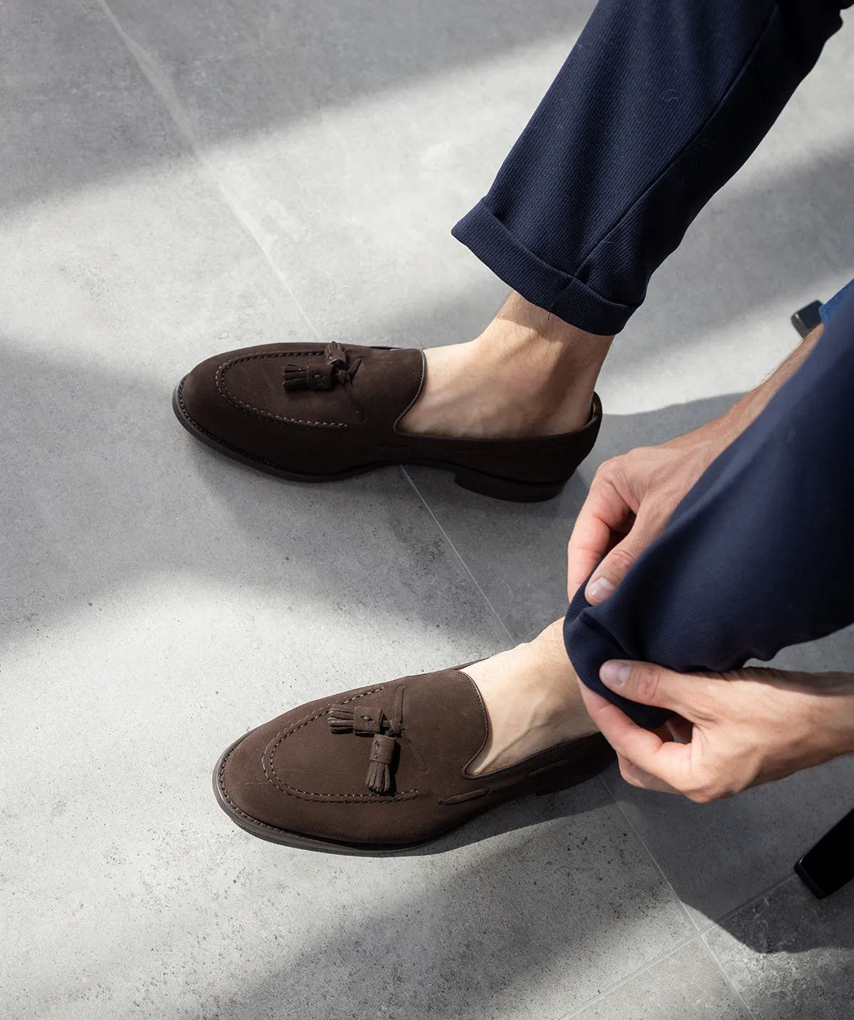 Lightweight Design Anti Grip Mocassin OLDEN Daim Marron