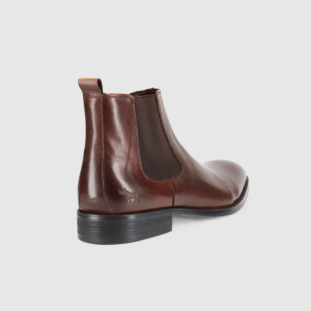River Trek synthetic leather Dawson Chelsea Boots Dark Brown Tumbled