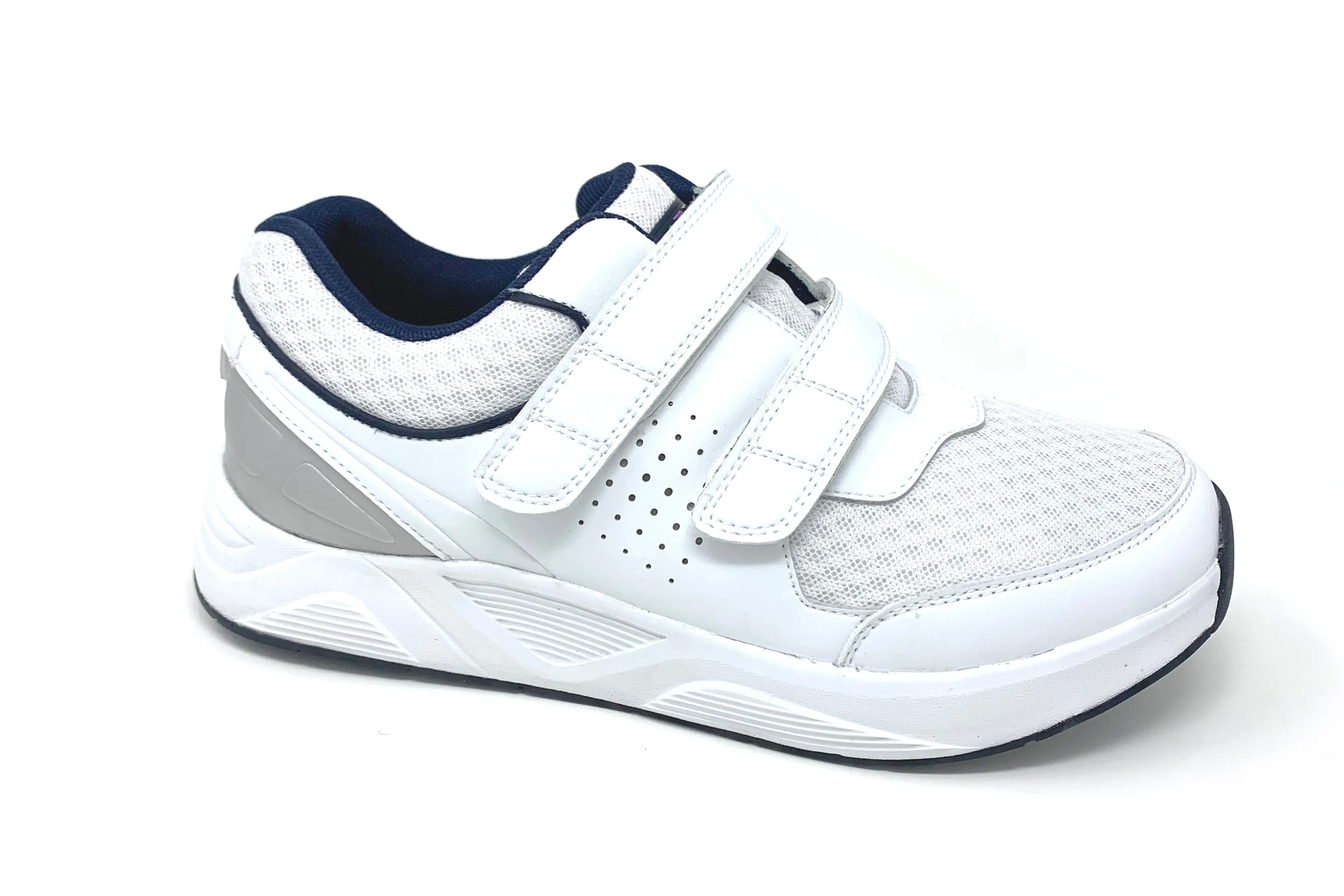 FITec 9721 White - Men's Added-Depth Double Straps Mesh Lace Walking Shoe Shock Absorbing Foldable Design