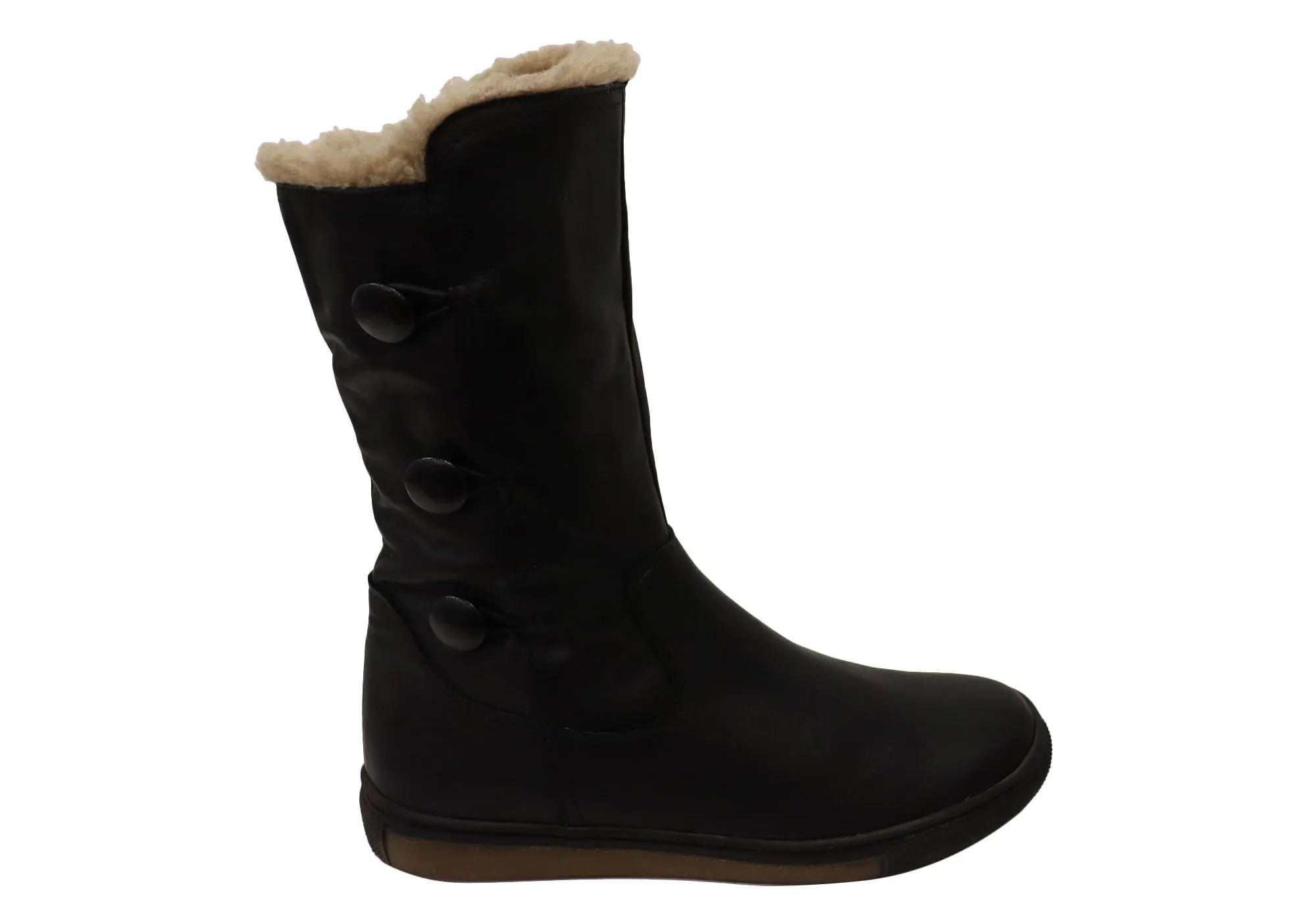 Strong material Lace-Up Closure Orizonte Alvo Womens European Comfortable Leather Mid Calf Boots