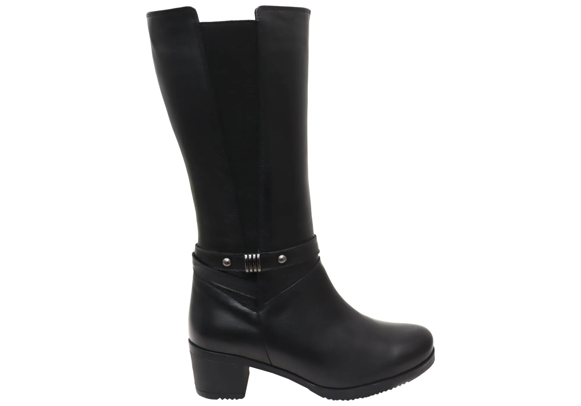 All Weather Urban Traveler Orizonte Ballara Womens European Comfortable Leather Mid Calf Boots