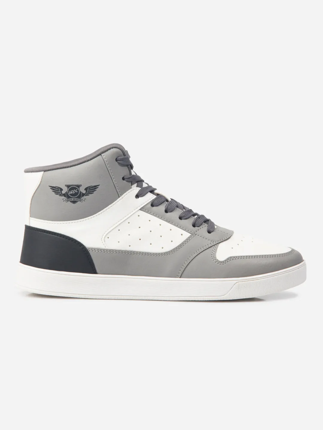 Thermoplastic Unit Men's Grey White Ankle Top Lace Up Sneakers (IX6014)