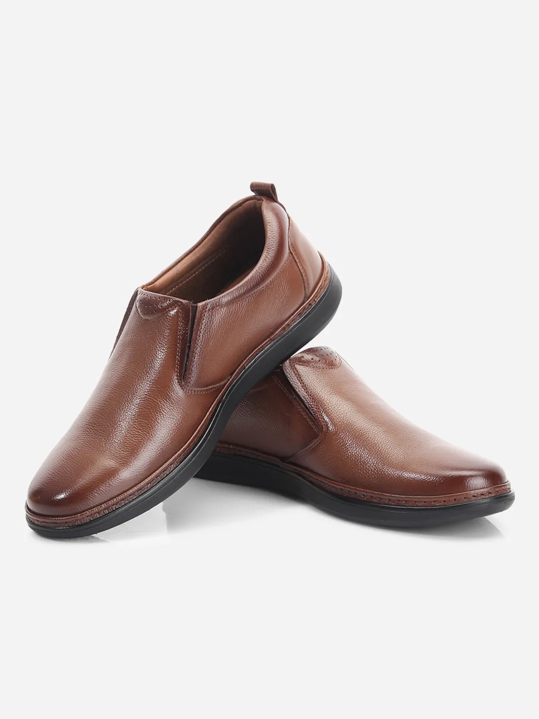Men's Tan Round Toe Slip-On Semi Formal (ID2225L) Extra Height Fashionable Look