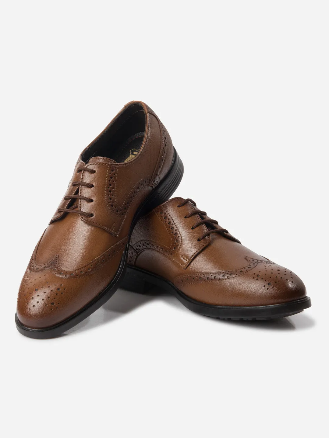 Men's Tan Round Toe Lace Up Brogue (ID6113) Casual Elegance Outdoor Event