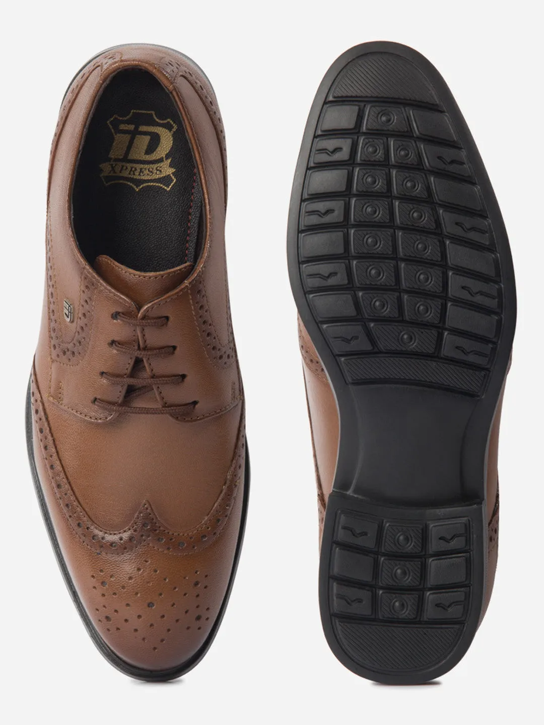 Lead Walk Bespoke Make Men's Tan Round Toe Lace Up Brogue (ID6113)