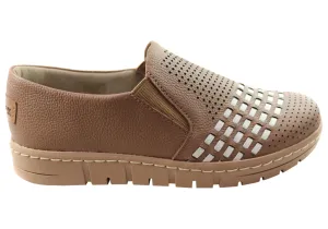 Slip Off Usaflex Dolce Womens Comfortable Leather Slip On Shoes Made In Brazil
