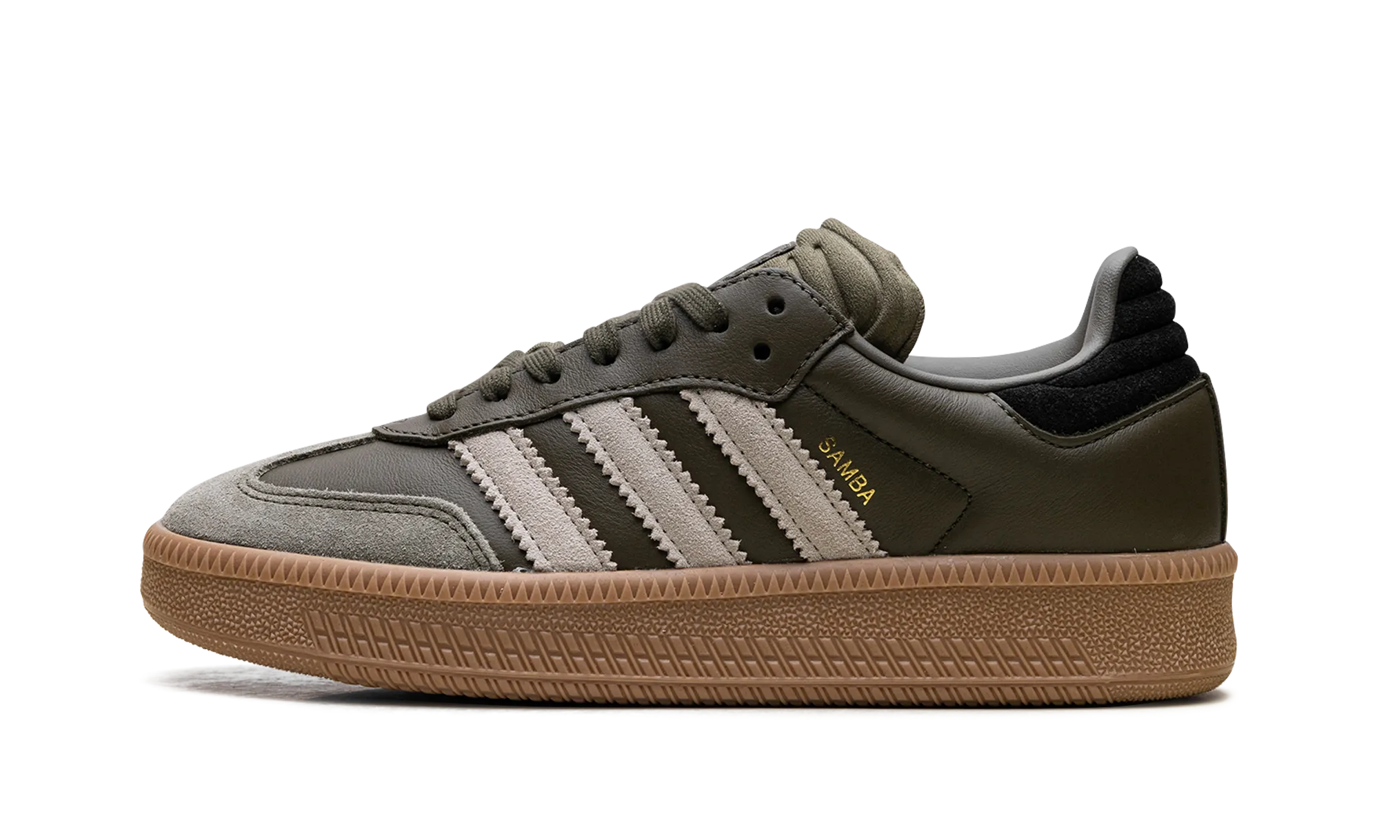 Samba XLG "Olive Strata Wonder Beige Gold Metallic" Camera Look
