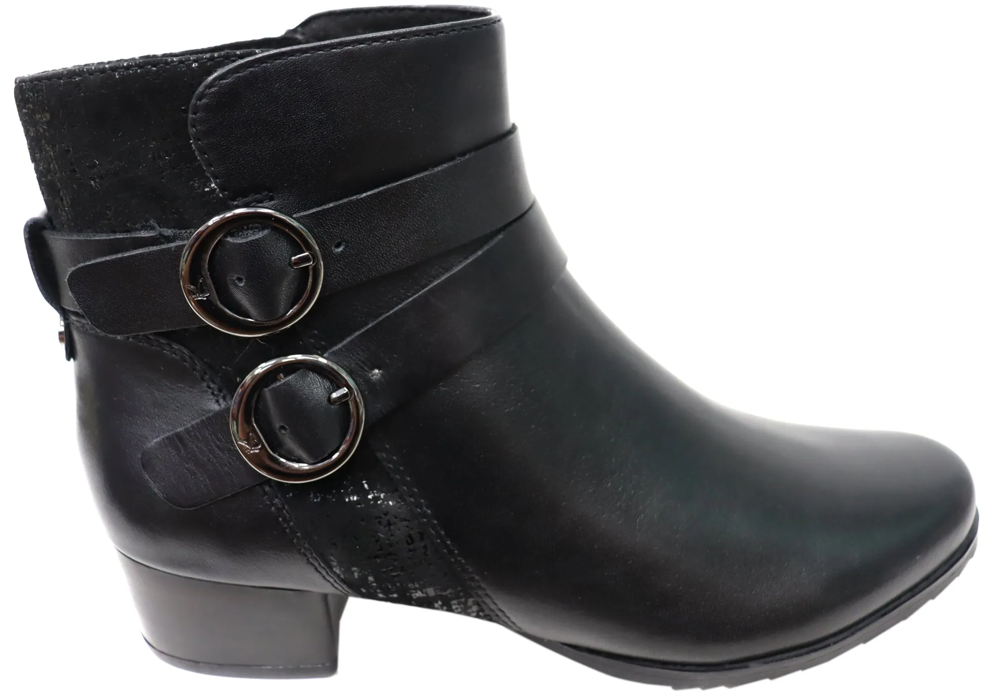 Caprice Naomi Womens Extra Wide Fit Comfortable Leather Ankle Boots Rugged Built Urban Traveler Dust Guard