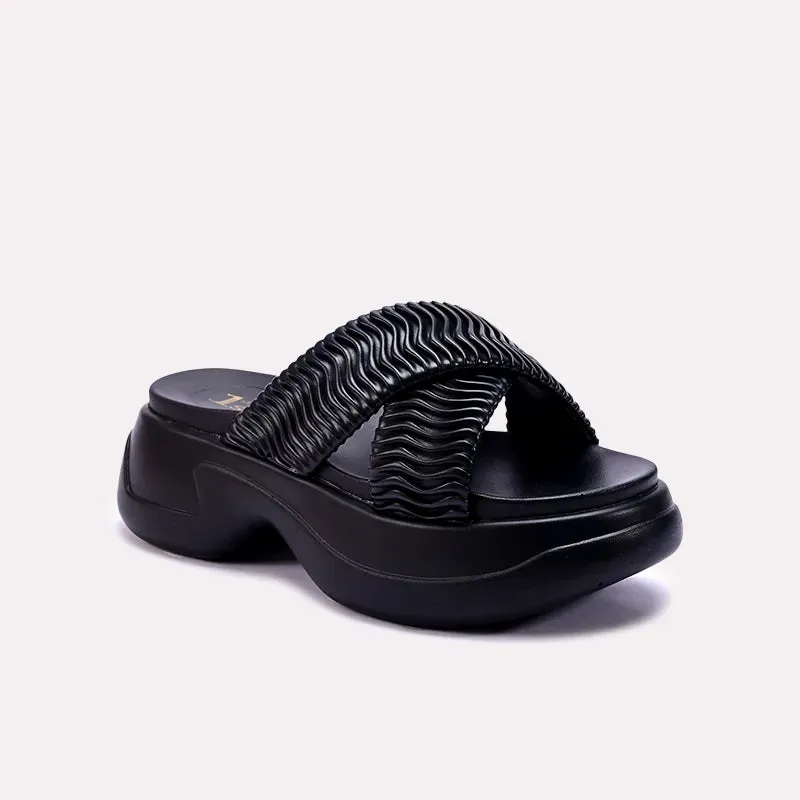 Gym Quick Danila Black Chunky Criss Cross Slippers 0412696
