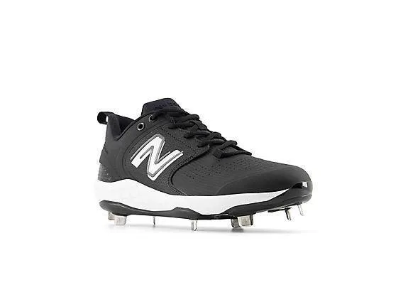 Neo Pop Secure New Balance Men's Fresh Foam X 3000 V6 Metal Baseball Cleats - Black with White - L3000BK6