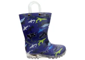 Jellies Shark Lights Baby Toddler Kids Light Up Gumboots Tough Exterior Comfortable Stretch