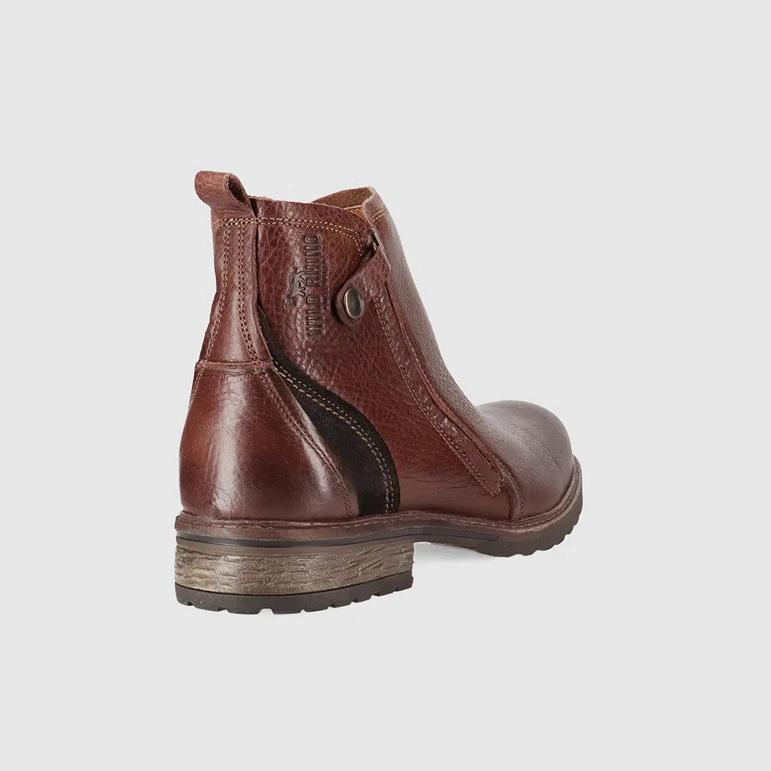 Bold Heel Hunter Zip Up Boots Dark Brown