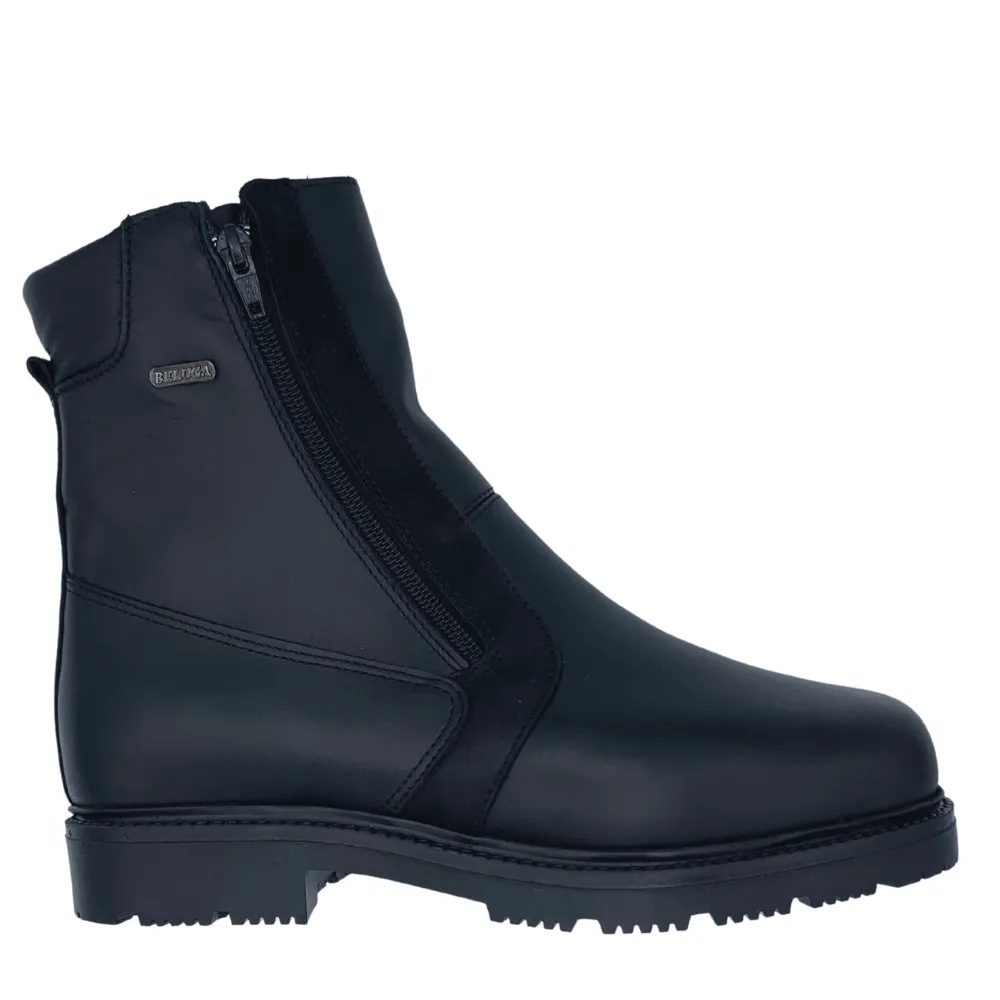 quick dry Game Fit Beluga Double Zipper Leather Boots - Black