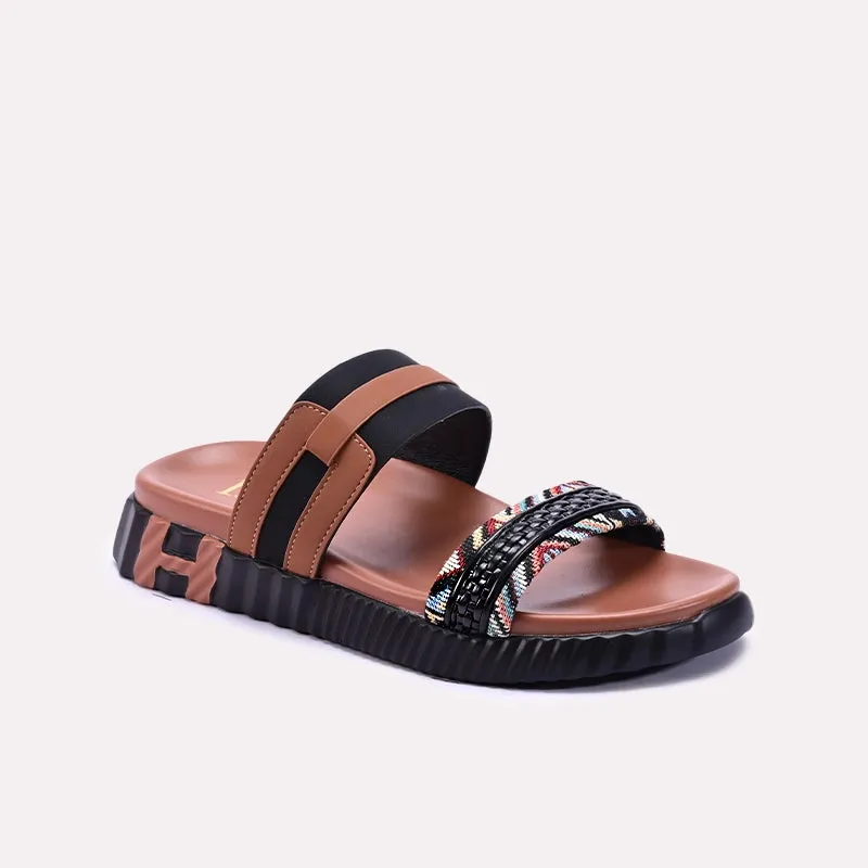 Black Designer Slippers 0413213 Padded Style Goal