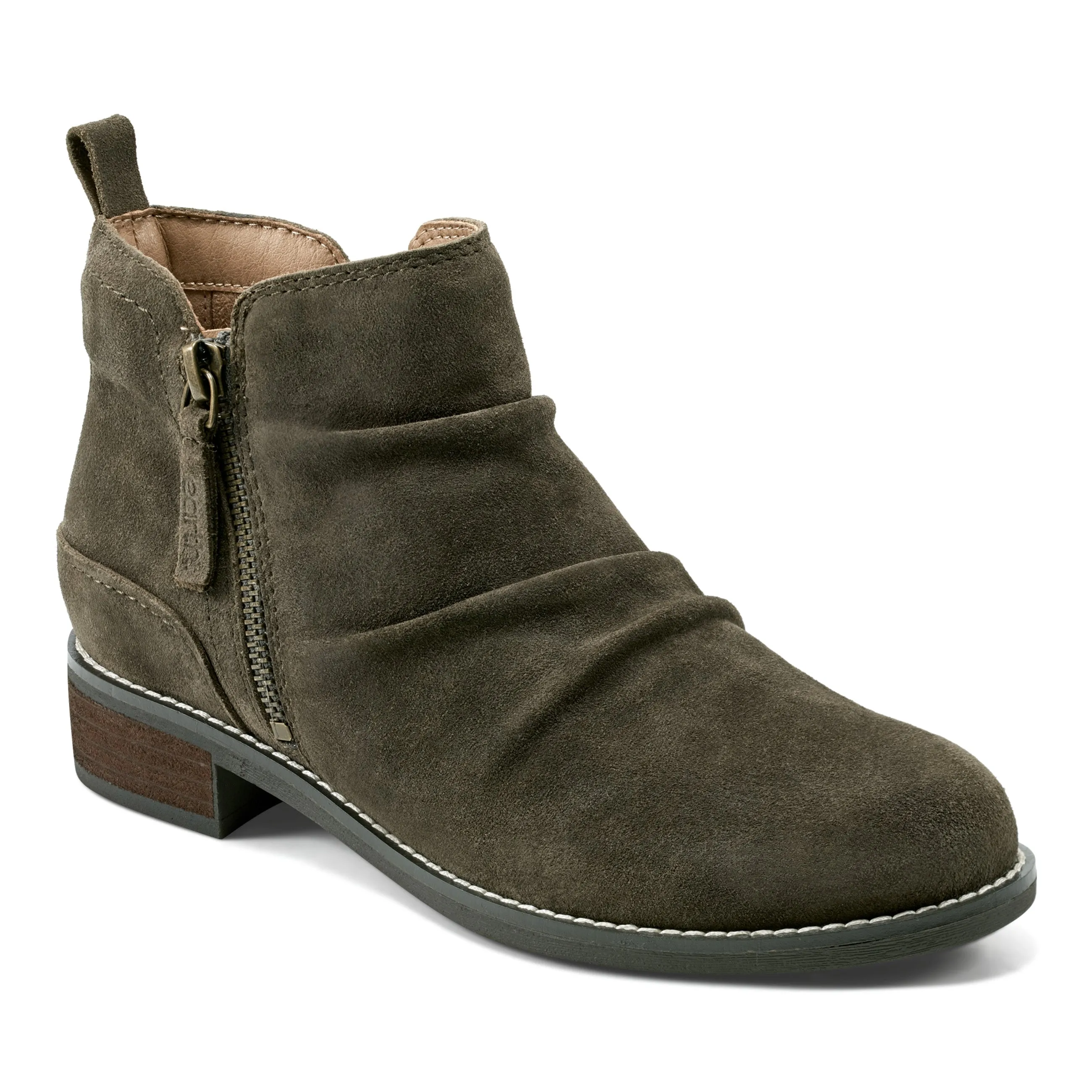 Nadya Round Toe Ruched Casual Booties Rich Jewel