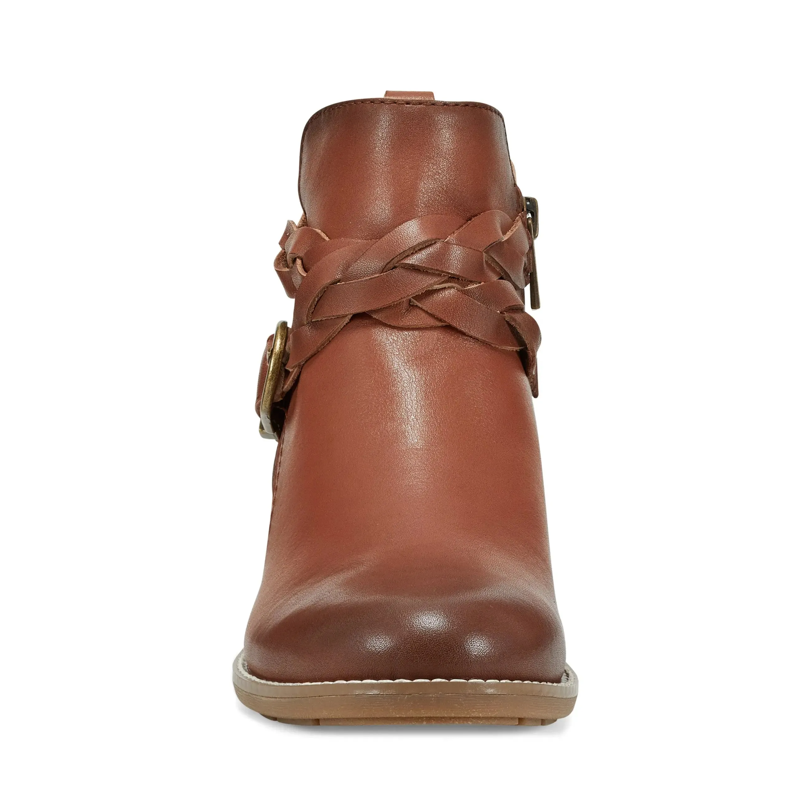 synthetic leather Dust Free Nicole Round Toe Stacked Heel Casual Booties