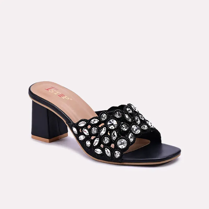 Martina  Black Bridal Slippers 0412511 Comfort Ankle