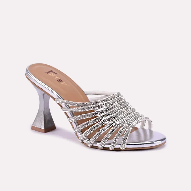 Retro Mood Hiking Mood Aurelia Silver Bridal Heel Slippers 0412555