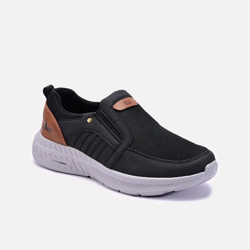 Stability Heel Black Casual Slip On Sneakers 0120556
