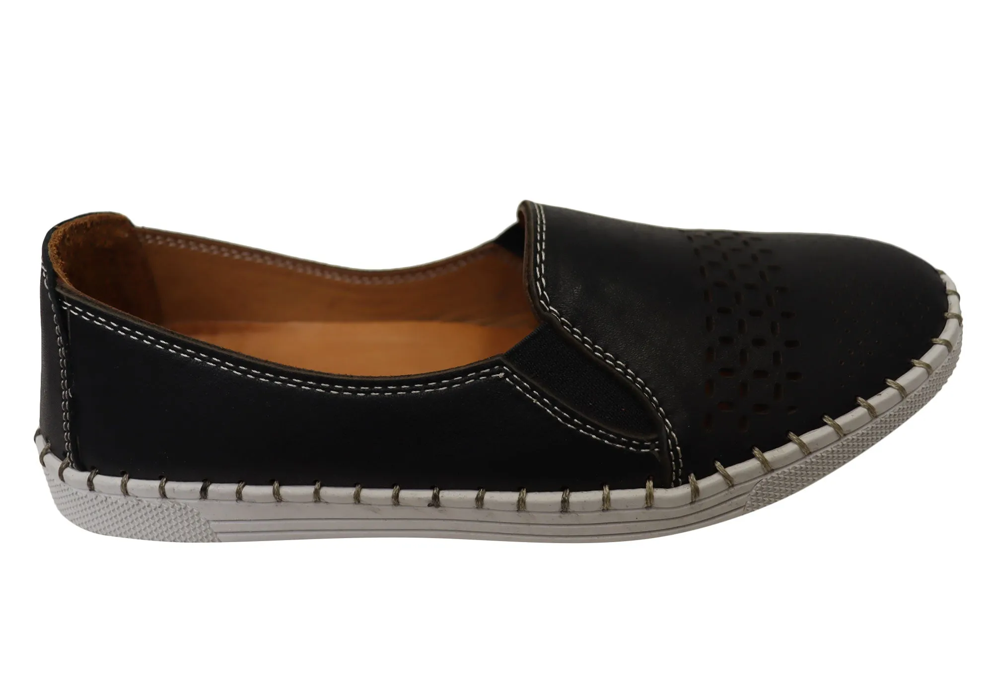 Orizonte Harlow Womens European Comfortable Leather Shoes Round Toe Fashionable Walk