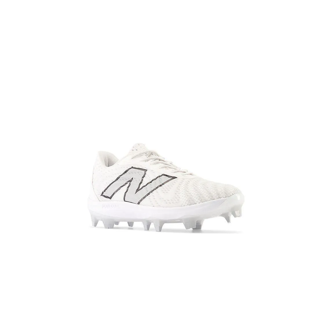 Padded Tongue New Balance Men's FuelCell 4040 V7 Molded Baseball Cleats - Optic White / Raincloud - PL4040W7