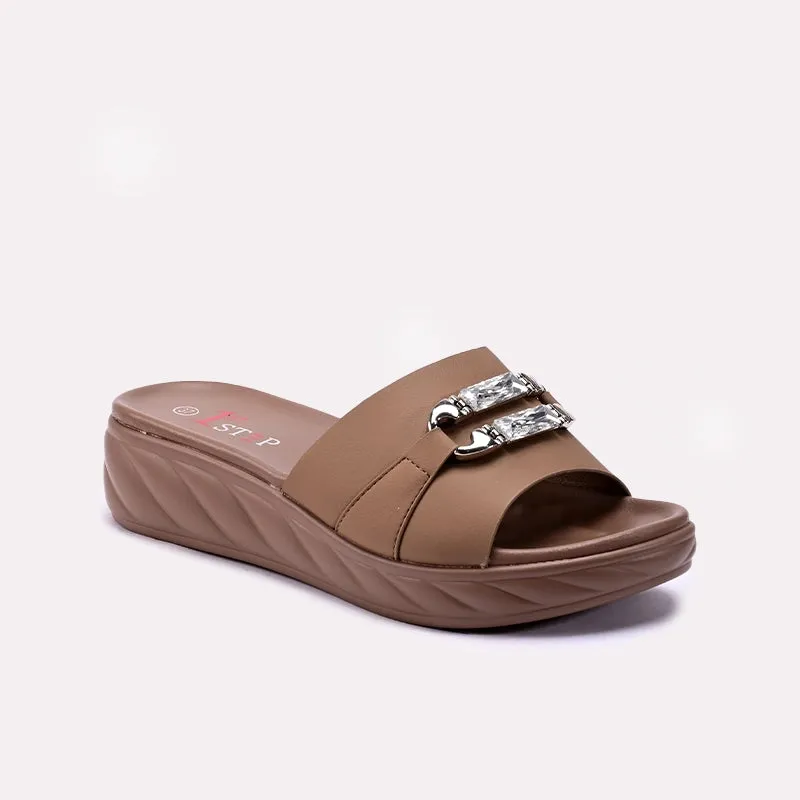 Womens Brown Casual Slippers 0413376 Quick Drying Travel Enthusiasts