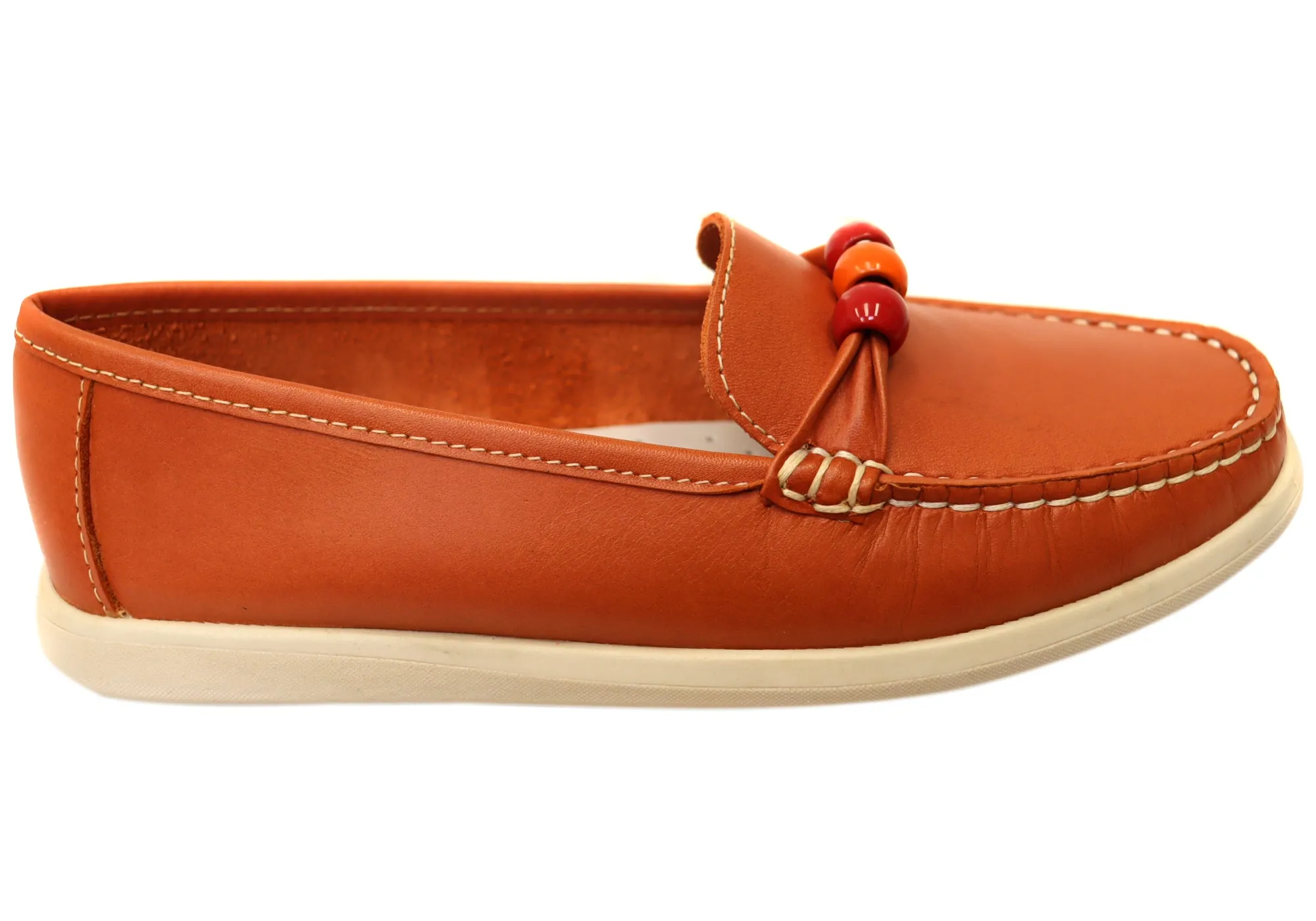 Clean Touch Flat Design Andacco Shuttle Womens Comfortable Leather Loafers Made In Brazil
